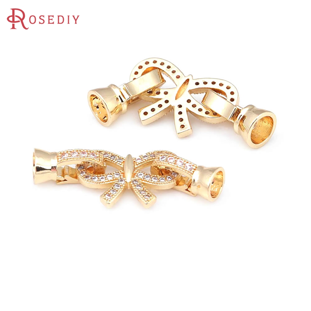 Jewelry Making Knots For Clasps - 18Kゴールドカラーの無限大シンボルとリボン結びのハート型接続クラスプ、革紐用、高品質DIYジュエリー製作アクセサリー