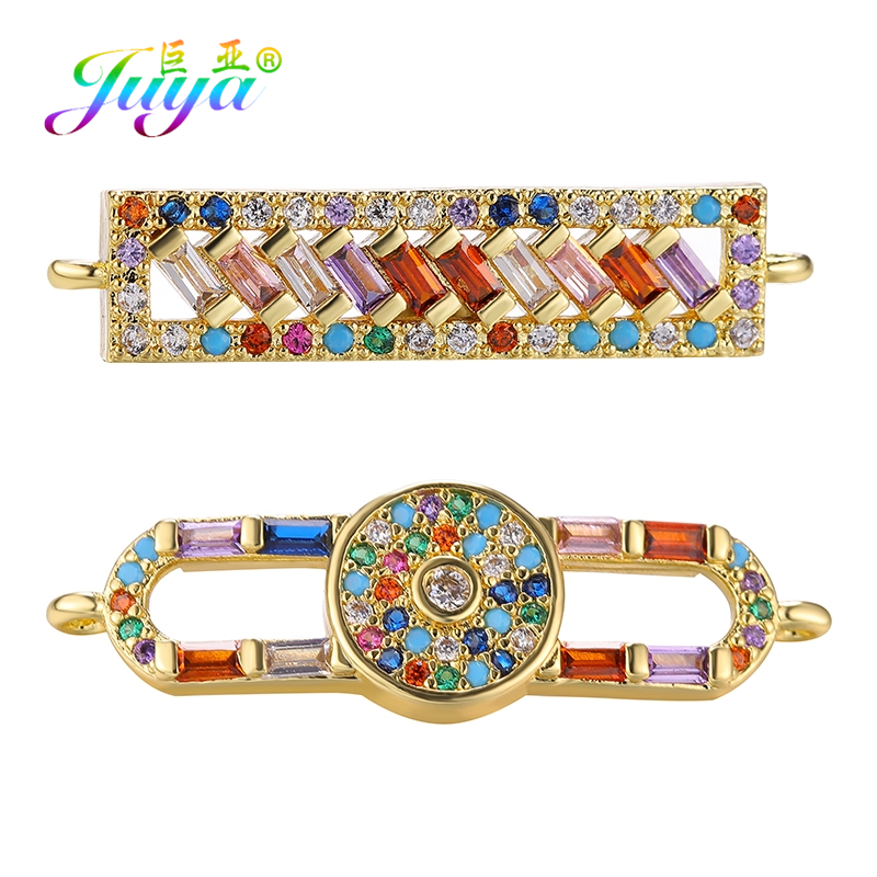 Jewelry Making Loops - Juya DIY レインボージルコニア 18 18K ゴールドメッキクリエイティブ高級チャームコネクタアクセサリー手作りチャームブレスレット作成
