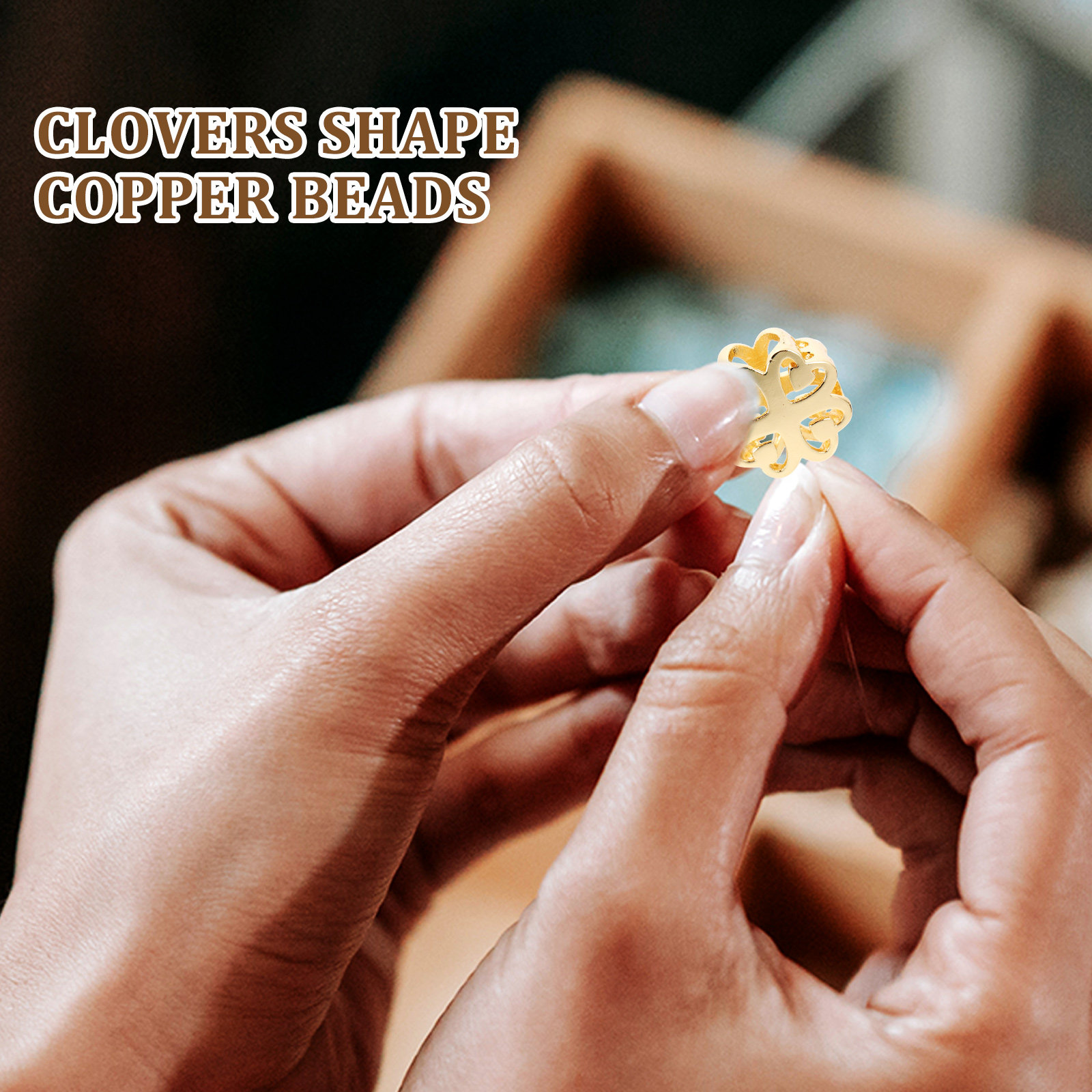 Jewelry Making Ideas With Beads - 5個入り銅製ビーズ、金メッキ中空、DIYブレスレット、ジュエリー製作、クラフト用品、聖パトリックの日ギフトアイデア