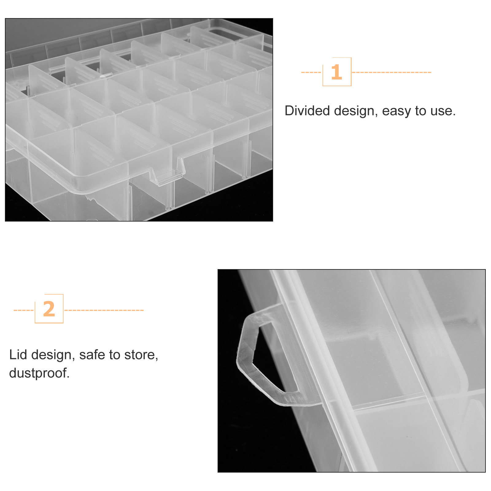 Jewelry Making Organizer - 2個入り プラスチック製グリッドオーガナイザー収納容器 仕切り付き ジュエリー製作 小物パーツ クラフト用