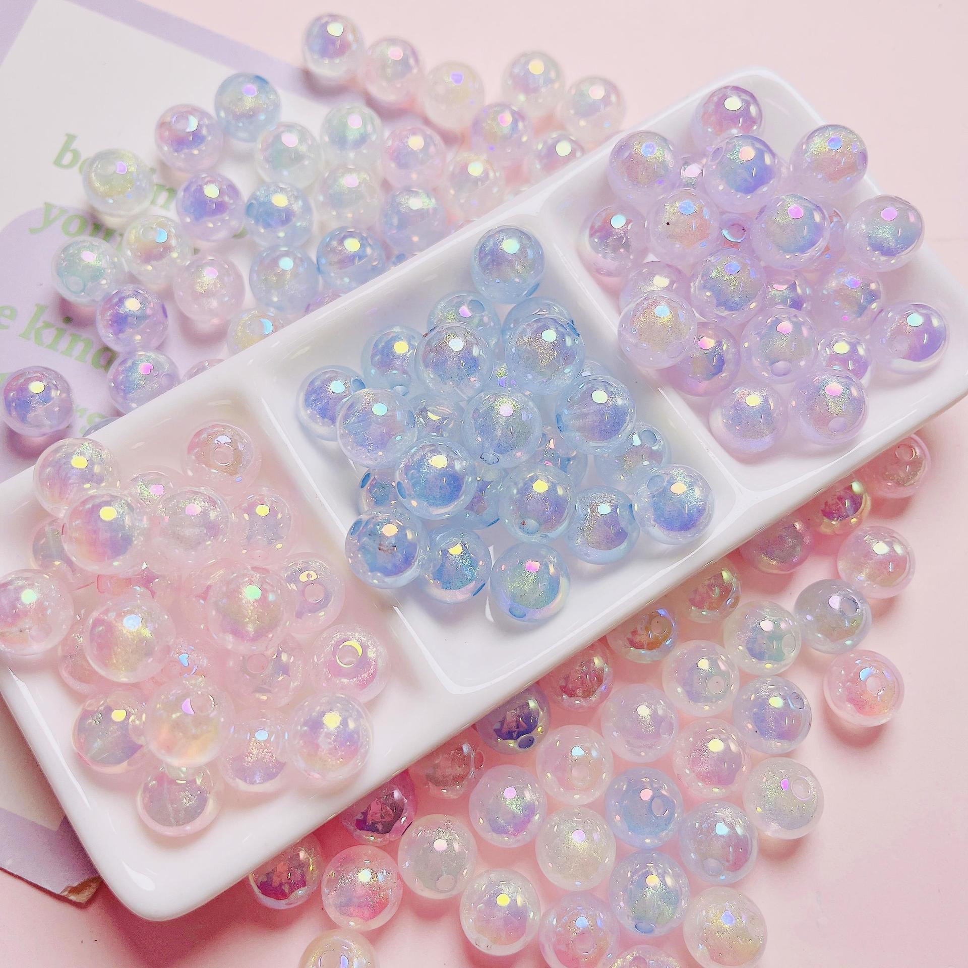 Jewelry Making Ideas With Beads - ジュエリーを作るための透明なアクリルビーズ,高品質のビーズ,abの色,DIY,ブレスレット,ネックレス,アイデア,10個
