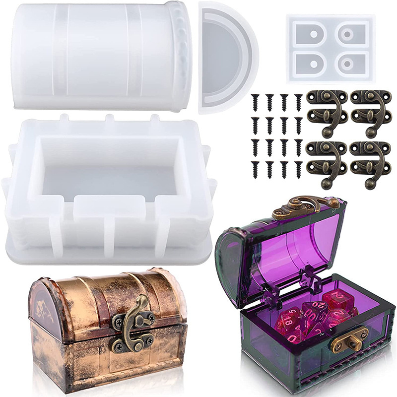 Jewelry Making Organizer - DIY収納ボックスシリコン金型宝物チェストジュエリーオーガナイザー樹脂金型石膏粘土工芸品家の装飾用