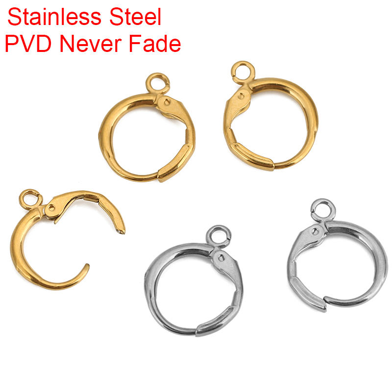 Jewelry Making Earrings - 10 個 PVD ​​色褪せないステンレス鋼のイヤリングフックループ 12 ミリメートル低刺激性イヤリングクラスプジュエリー
