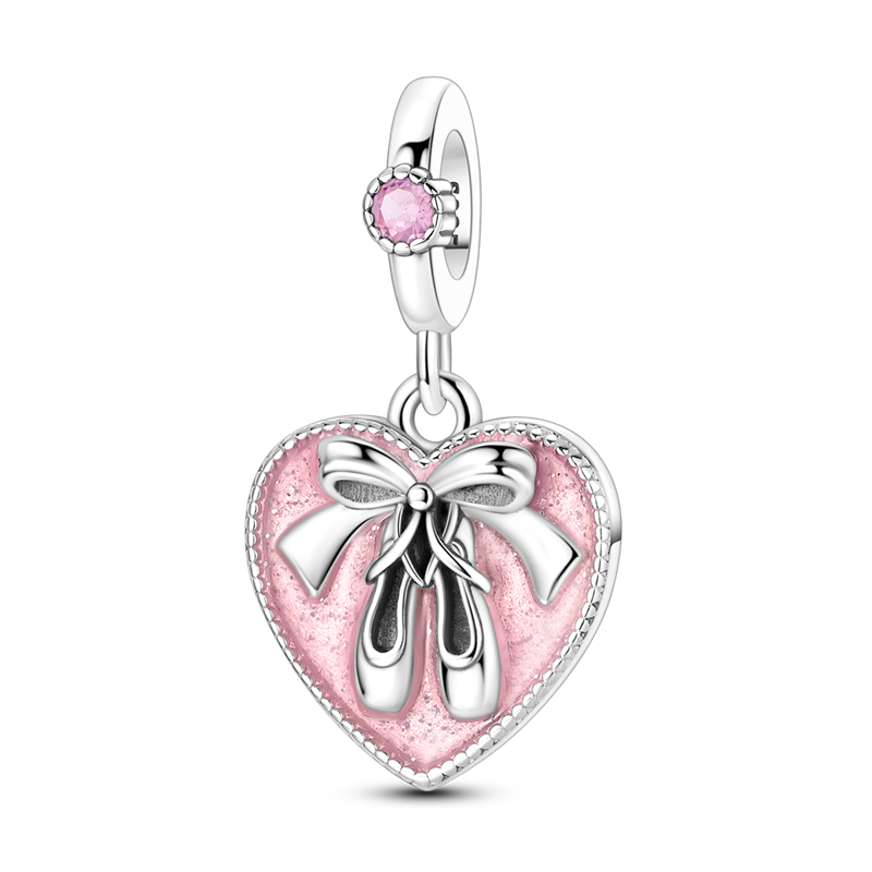 Jewelry Making Quotes - バレリーナチャーム 925 スターリングシルバーオリジナル認定ビーズフィットブレスレット女性ジュエリー作り DIY ピンクハートインスピレーションを与える引用句