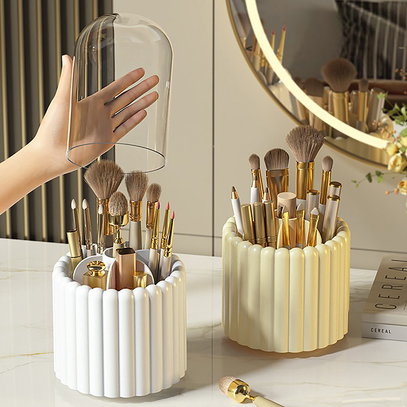 Jewelry Making Organizer - ふた付きの回転式メイクアップブラシホルダー、リップスティックオーガナイザー、化粧品収納、ツールボックス、ジュエリーペンシルケース、コンテナ、360 °