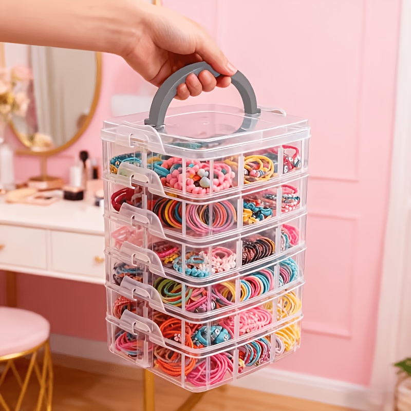 Jewelry Making Organizer - 蓋とハンドル付きの5層透明収納ボックス、スナップ留めデザイン、ジュエリー、アクセサリー、裁縫用品、ジュエリー製作用品、アクセサリーオーガナイザー、ハードウェア部品の保管に使用されます。