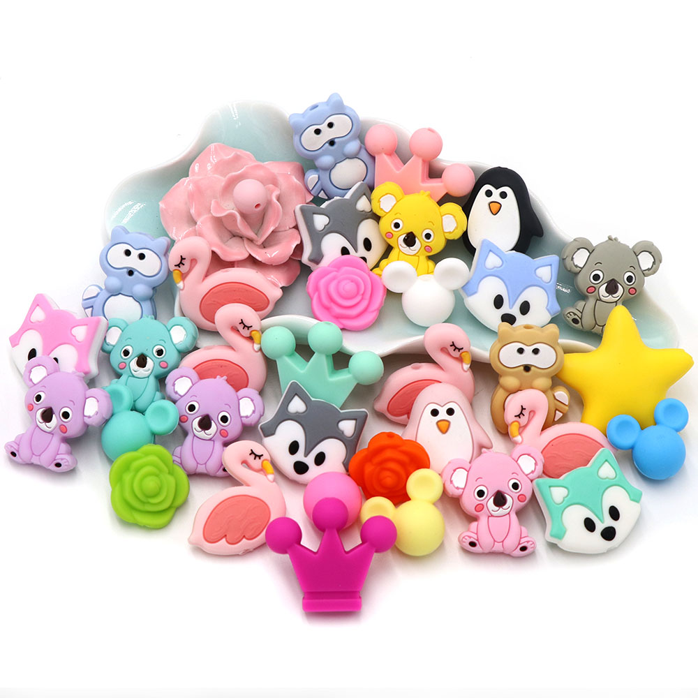 Jewelry Making Ideas With Beads - Cute-idea 10 個ミニベビーシリコーンビーズジュエリー作成用漫画動物ビーズ DIY おしゃぶりチェーンネックレスブレスレットアクセサリー