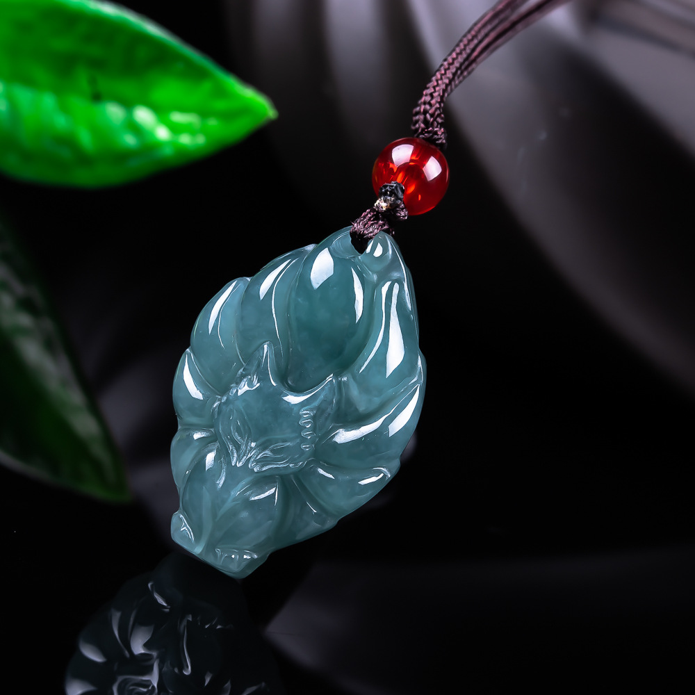 Jewelry Making With Stones - 天然ビルマ翡翠フォックスペンダントネックレスヴィンテージアクセサリー宝石本物の翡翠デザイナーファッションジュエリー女性へのギフト