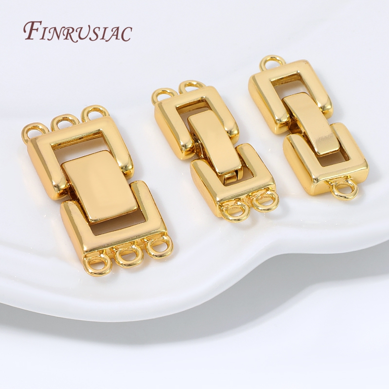 Jewelry Making Loops - 18K金メッキマルチストランドクラスプコネクター長方形レイヤードパールブレスレットクラスプマルチループDIYジュエリー製作アクセサリー