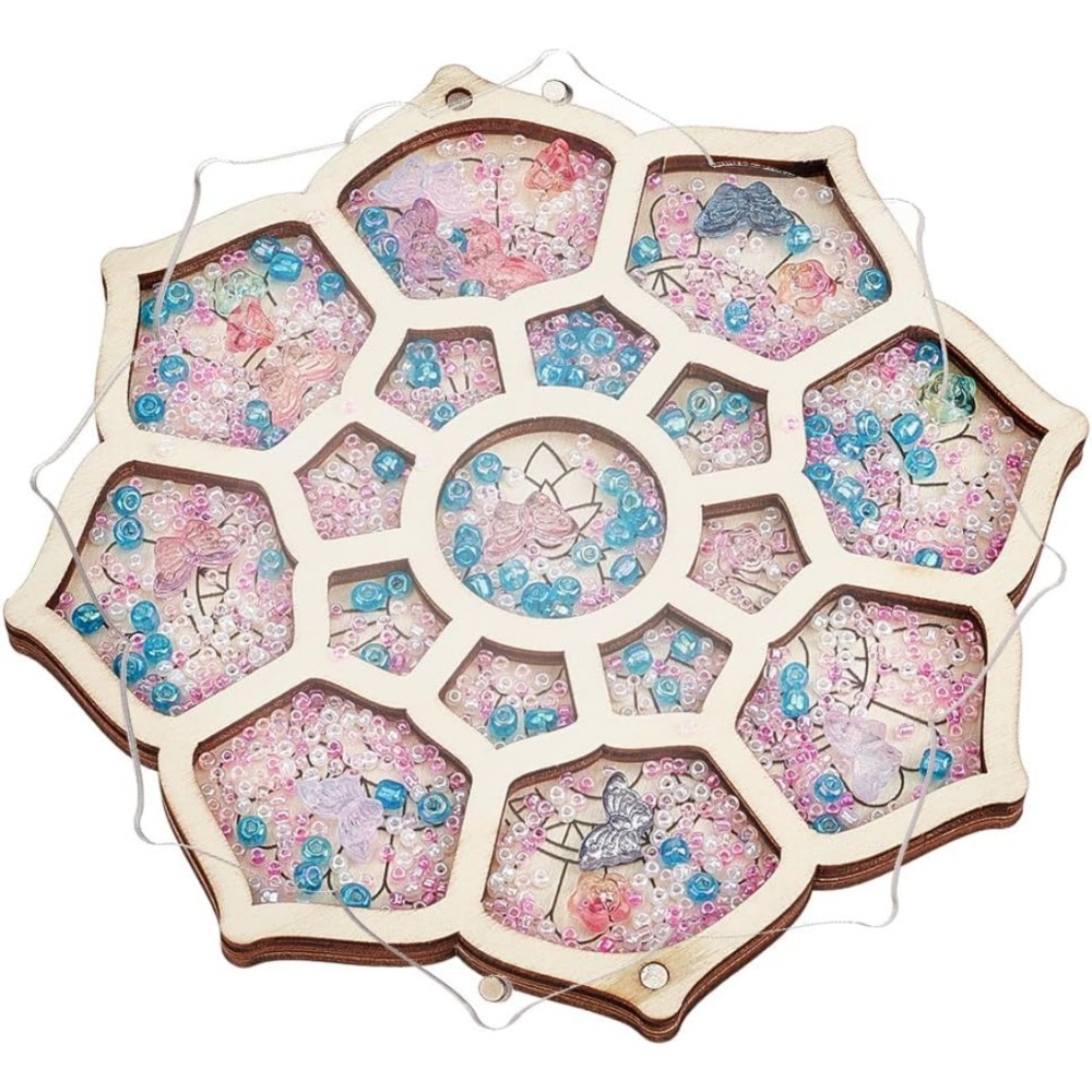 Jewelry Making Organizer - ウッドビーズオーガナイザートレイフラワービーズボックス蓋付き収納コンテナケースオーガナイザージュエリー作成ビーズクラフトアクセサリー