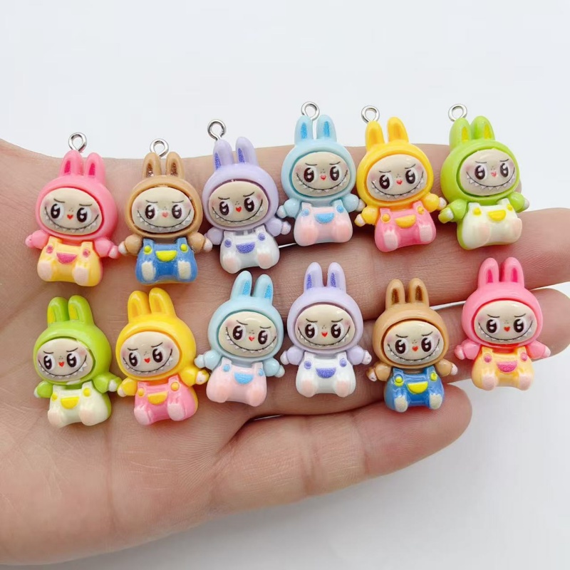 Jewelry Making Earrings - 10 個かわいいウサギイチゴハウス樹脂チャーム素敵な漫画の動物ペンダントイヤリングキーホルダー DIY ジュエリーメイク用