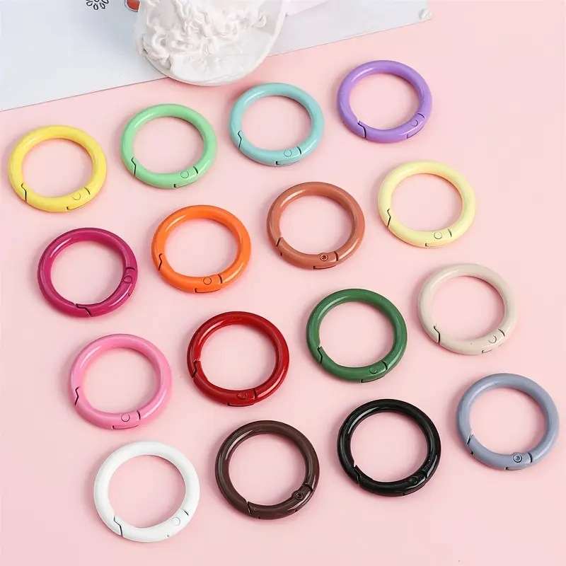 Jewelry Making Loops - 10 個 23.5 ミリメートル金属スプリング O リング、ラウンドスプリングスナップクラスプキーホルダーループ、DIY