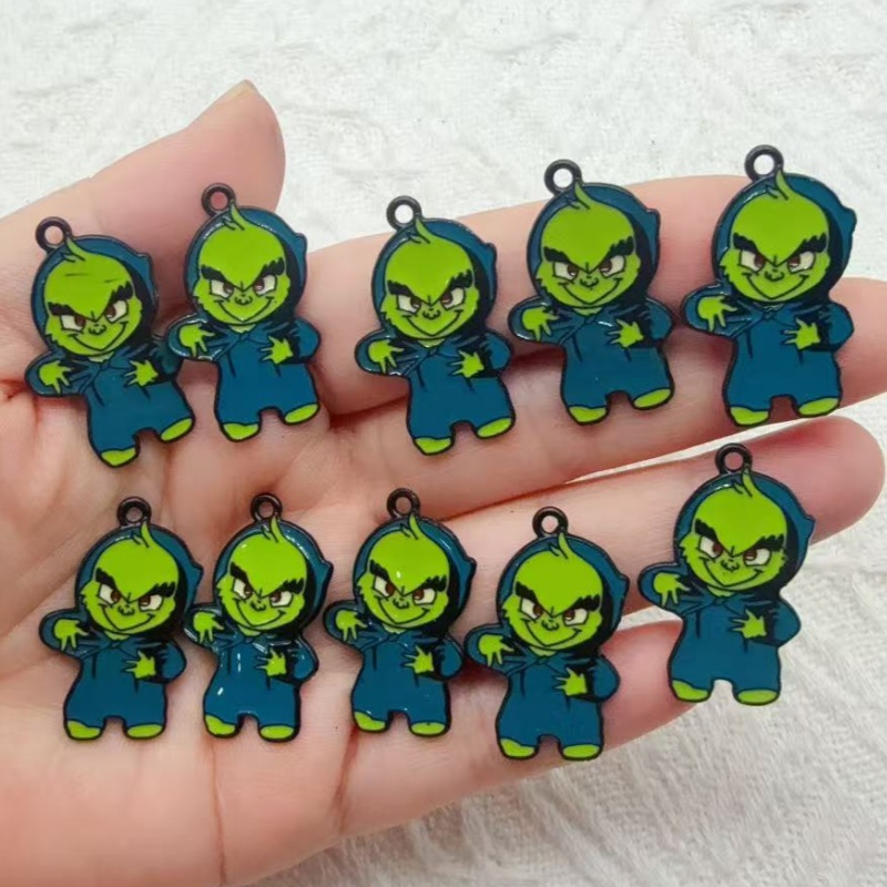 Jewelry Making Earrings - 10個入り合金製ドリップオイル漫画クリスマスペンダント、DIYジュエリー製作イヤリング、キーホルダー、アクセサリー