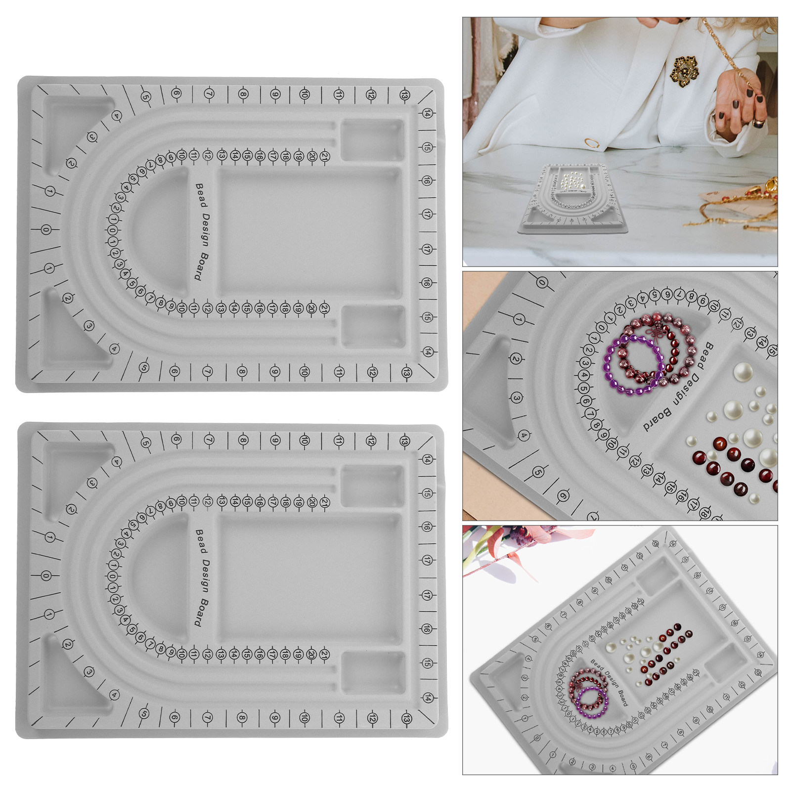 Jewelry Making Organizer - 2 個ビーズデザインボードジュエリー作成トレイネックレスブレスレット DIY ビーズオーガナイザー頑丈なビーズボードビーズアクセサリー