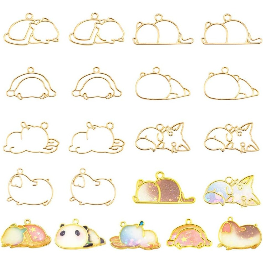 Hibernatorテーマのオープンベゼルチャーム、合金フレ - Jewelry Making Loops のレビューと価格