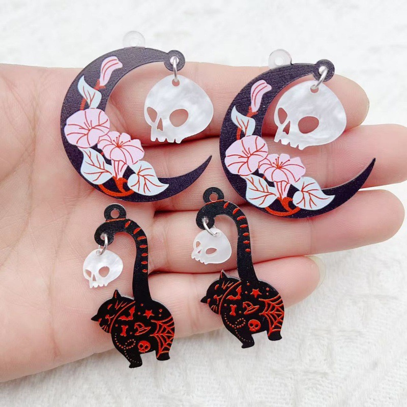 10個入り ハロウィン アクリル ゴースト ブラックキャット - Jewelry Making Earrings のレビューと価格