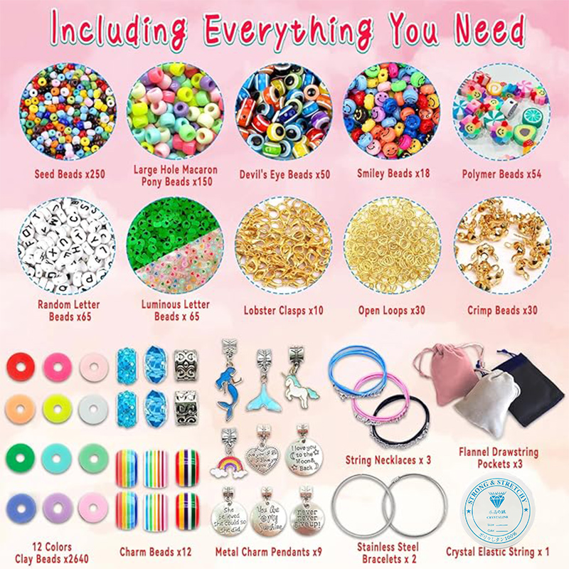 女の子のための友情ブレスレット作りキット,ビーズチャーム,ジ - Jewelry Making For Birthday Party のレビューと価格
