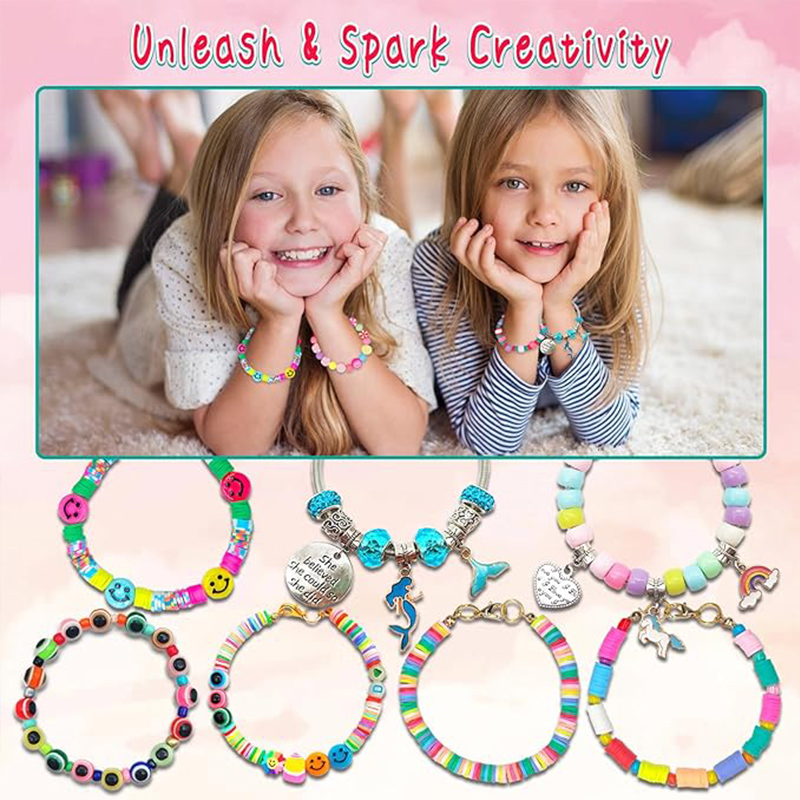 女の子のための友情ブレスレット作りキット,ビーズチャーム,ジ - Jewelry Making For Birthday Party のレビューと価格