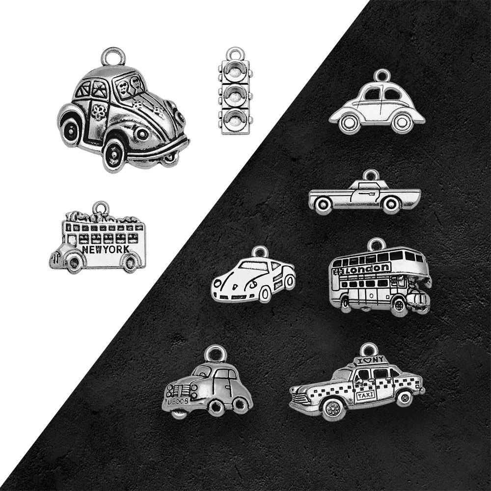 銀メッキの車のきらびやかなチャーム,新しいyorkチャーム, - Jewelry Making York のレビューと価格