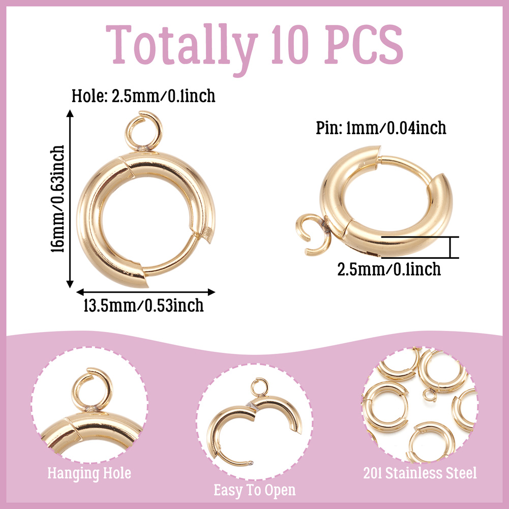 10個入り 201ステンレス鋼製ハギーイヤリングフック ラウ - Jewelry Making Loops のレビューと価格