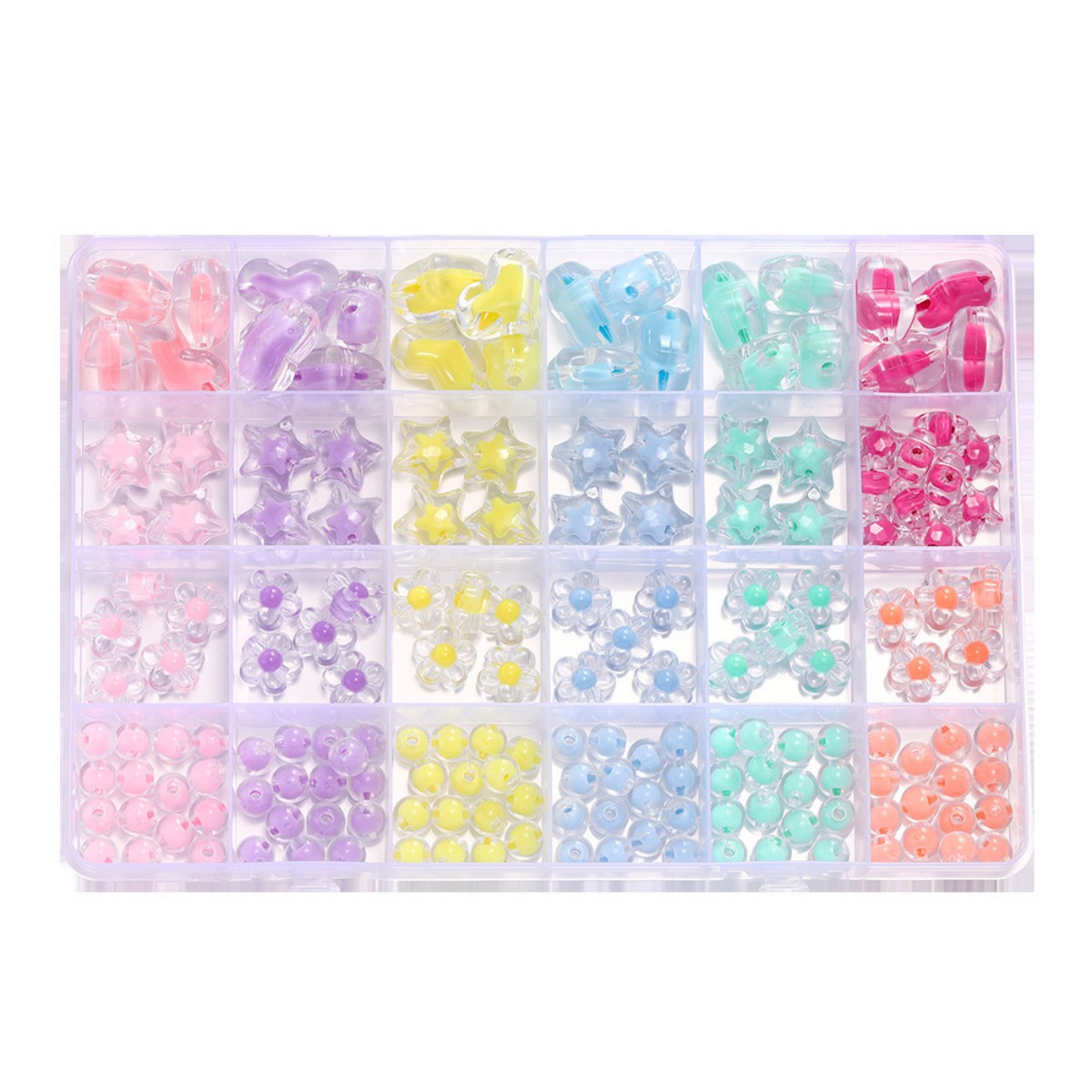 174個/箱 ハート型アクリルビーズ 花型 ラウンドスペーサ - Jewelry Making For Birthday Party のレビューと価格
