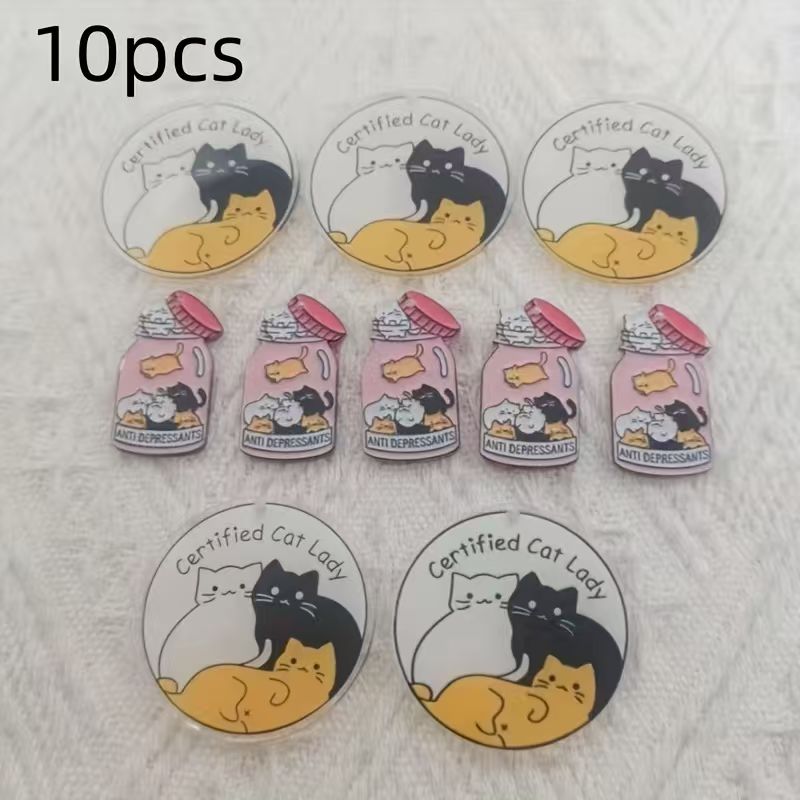 10個のアクリル製のかわいい猫ペンダント、DIYジュエリー作 - Jewelry Making Earrings のレビューと価格
