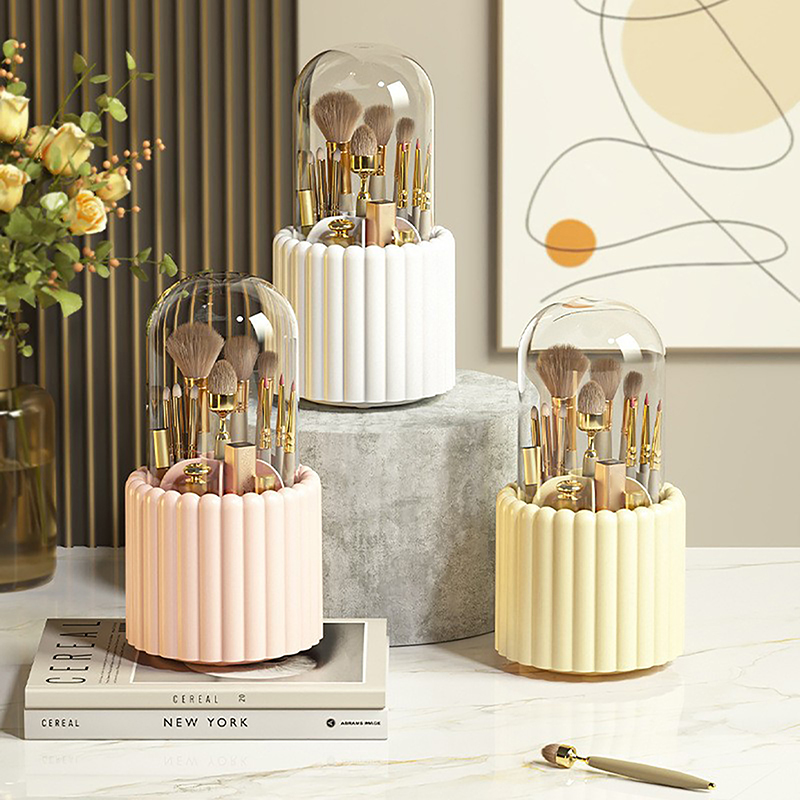 ふた付きの回転式メイクアップブラシホルダー、リップスティック - Jewelry Making Organizer のレビューと価格