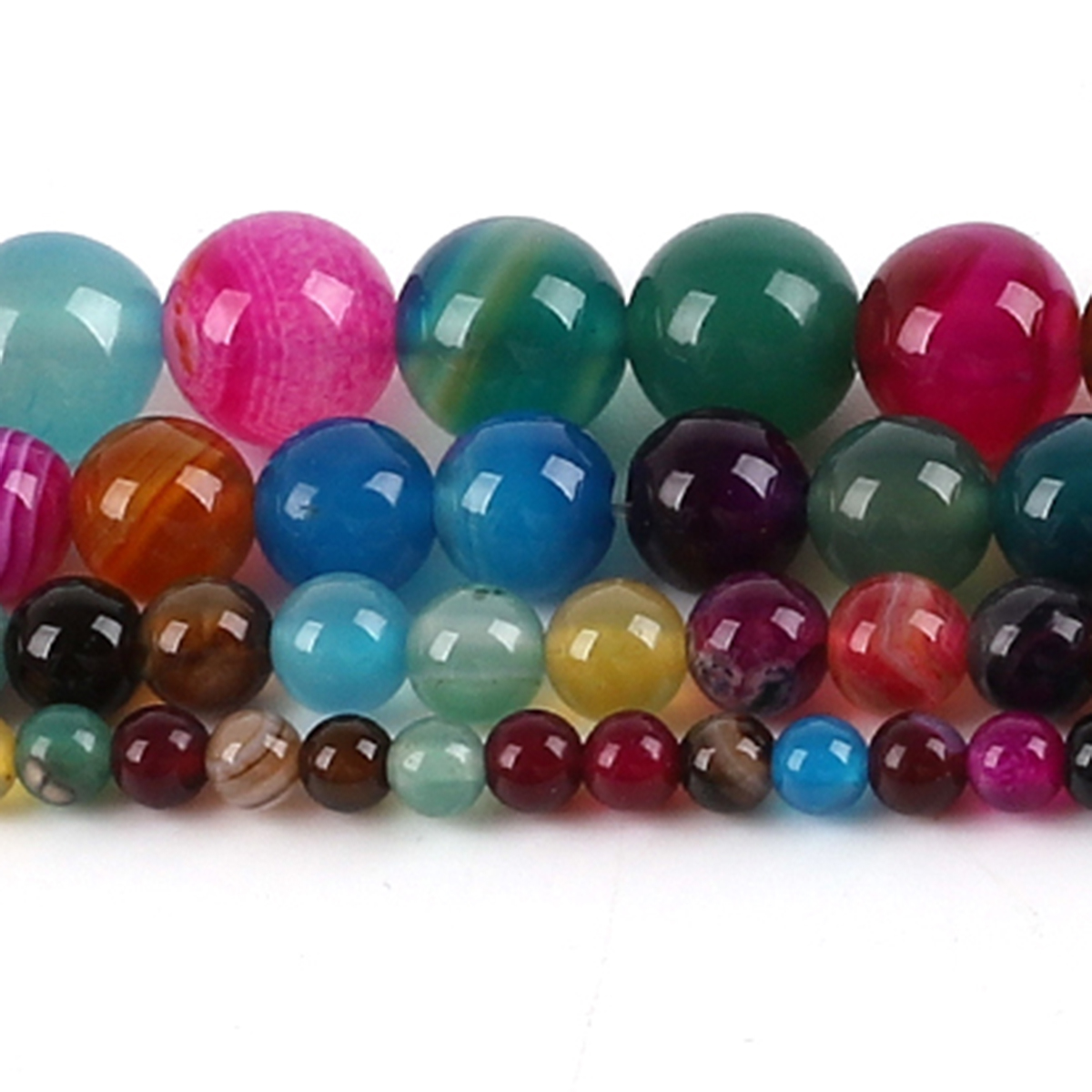 天然瑪瑙石ビーズ カラフルな丸型ルーススペーサービーズ ジュ - Jewelry Making With Stones のレビューと価格