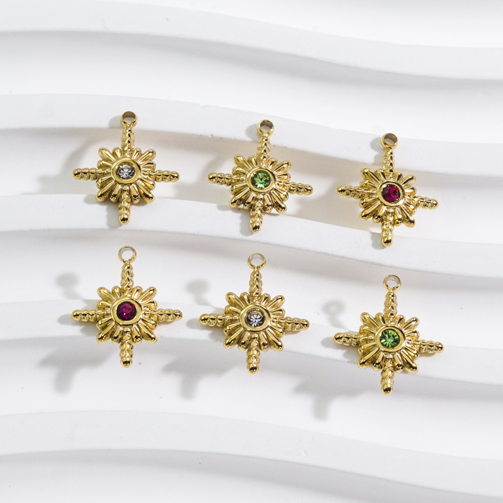 3つのステンレス鋼と8つの尖った星の石,チャーム,ペンダント - Jewelry Making With Stones のレビューと価格