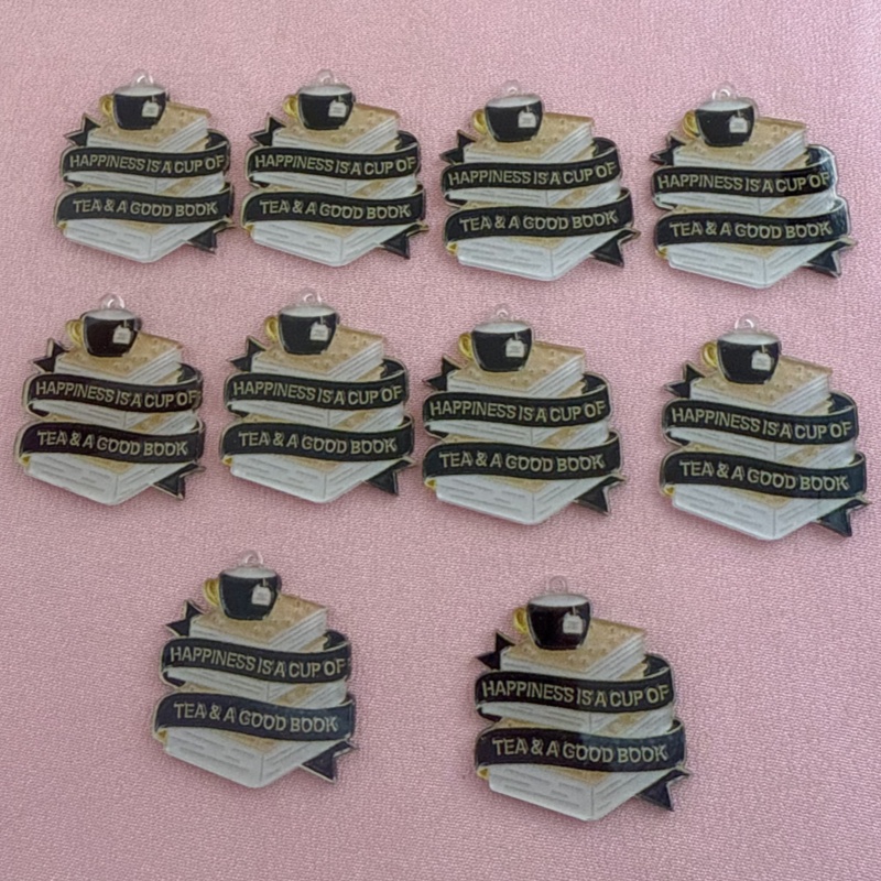 アクリルブックコーヒー引用ペンダント10個。 DIY ジュエ - Jewelry Making Quotes のレビューと価格
