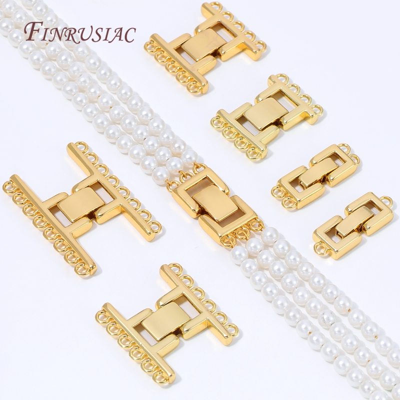 18K金メッキマルチストランドクラスプコネクター長方形レイヤ - Jewelry Making Loops のレビューと価格