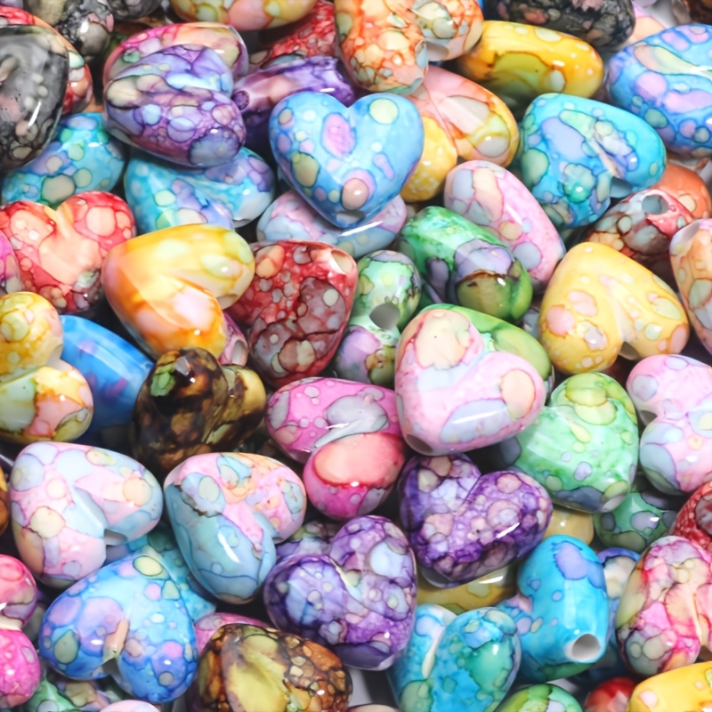 ハート型のスペースビーズ 16mm 30個 ランダムカラー  - Jewelry Making Ideas With Beads のレビューと価格