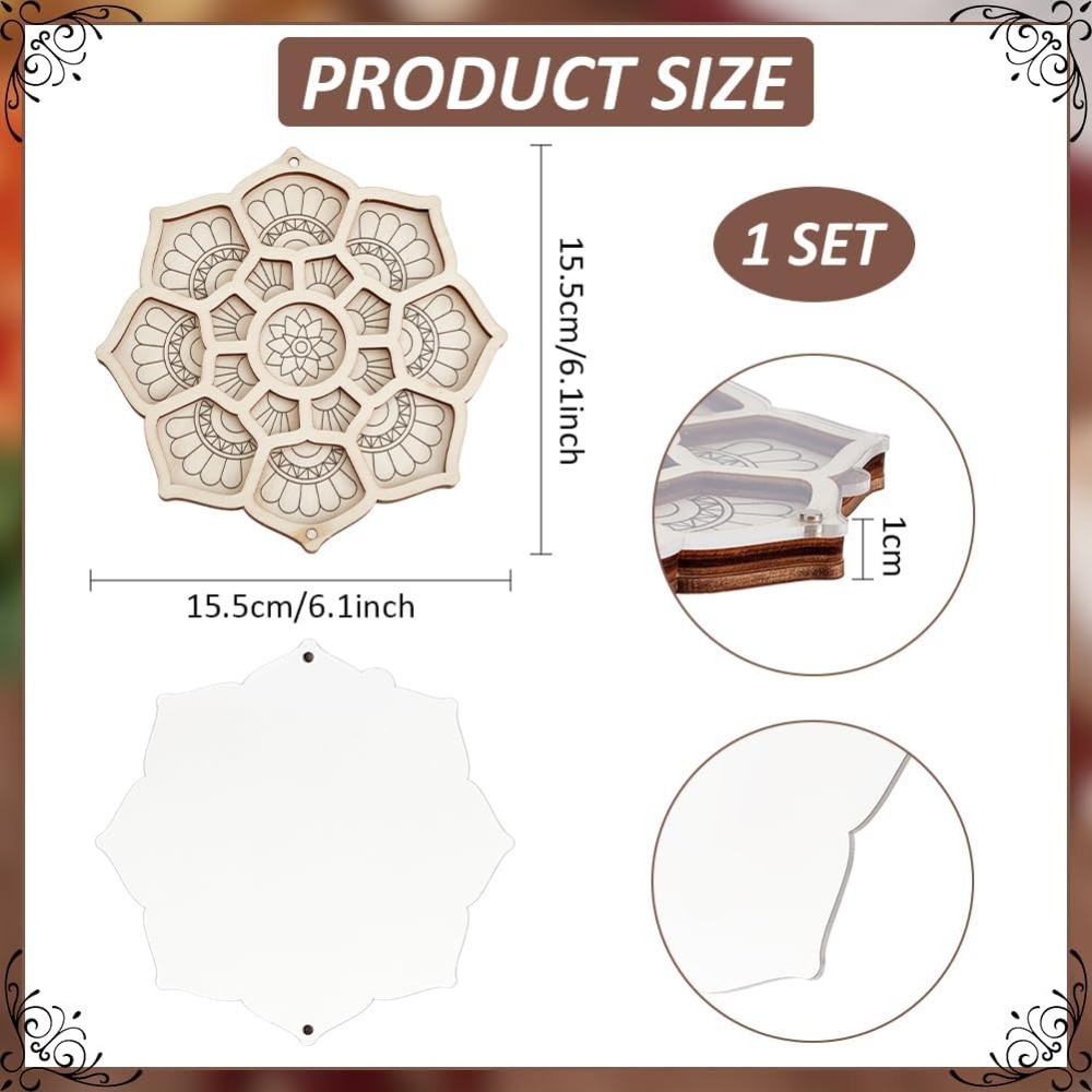 ウッドビーズオーガナイザートレイフラワービーズボックス蓋付き - Jewelry Making Organizer のレビューと価格