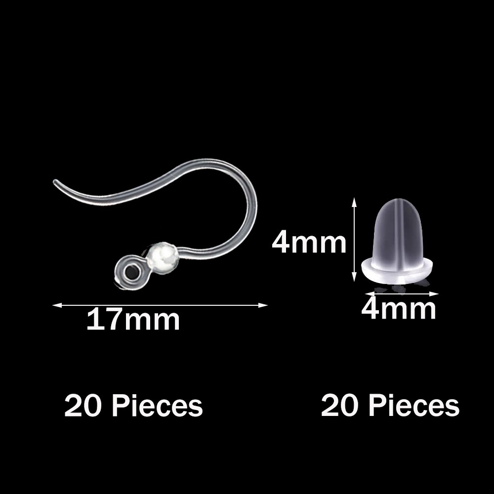 40個の透明なプラスチック製イヤリングフック、ループ付きイヤ - Jewelry Making Loops のレビューと価格