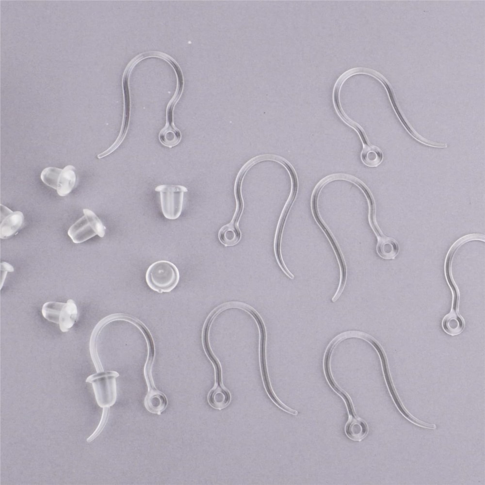 40個の透明なプラスチック製イヤリングフック、ループ付きイヤ - Jewelry Making Loops のレビューと価格