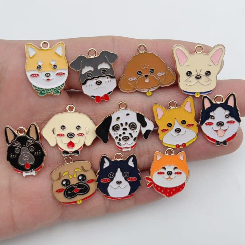 12個入り漫画ペット斑点犬合金オイルドロップペンダント、DI - Jewelry Making Earrings のレビューと価格