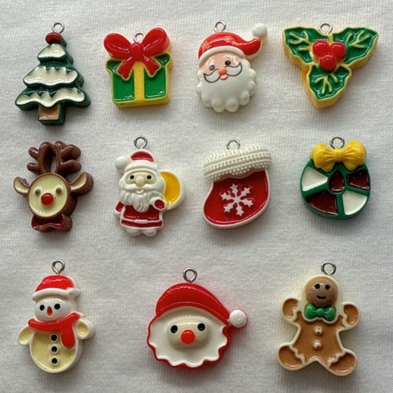 10 個クリスマス漫画シリーズ樹脂ペンダント DIY ジュエ - Jewelry Making Earrings のレビューと価格