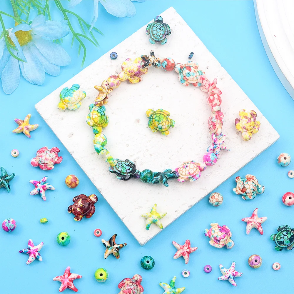 6/46/558個マルチカラーターコイズオーシャンシリーズビ - Jewelry Making For Birthday Party のレビューと価格