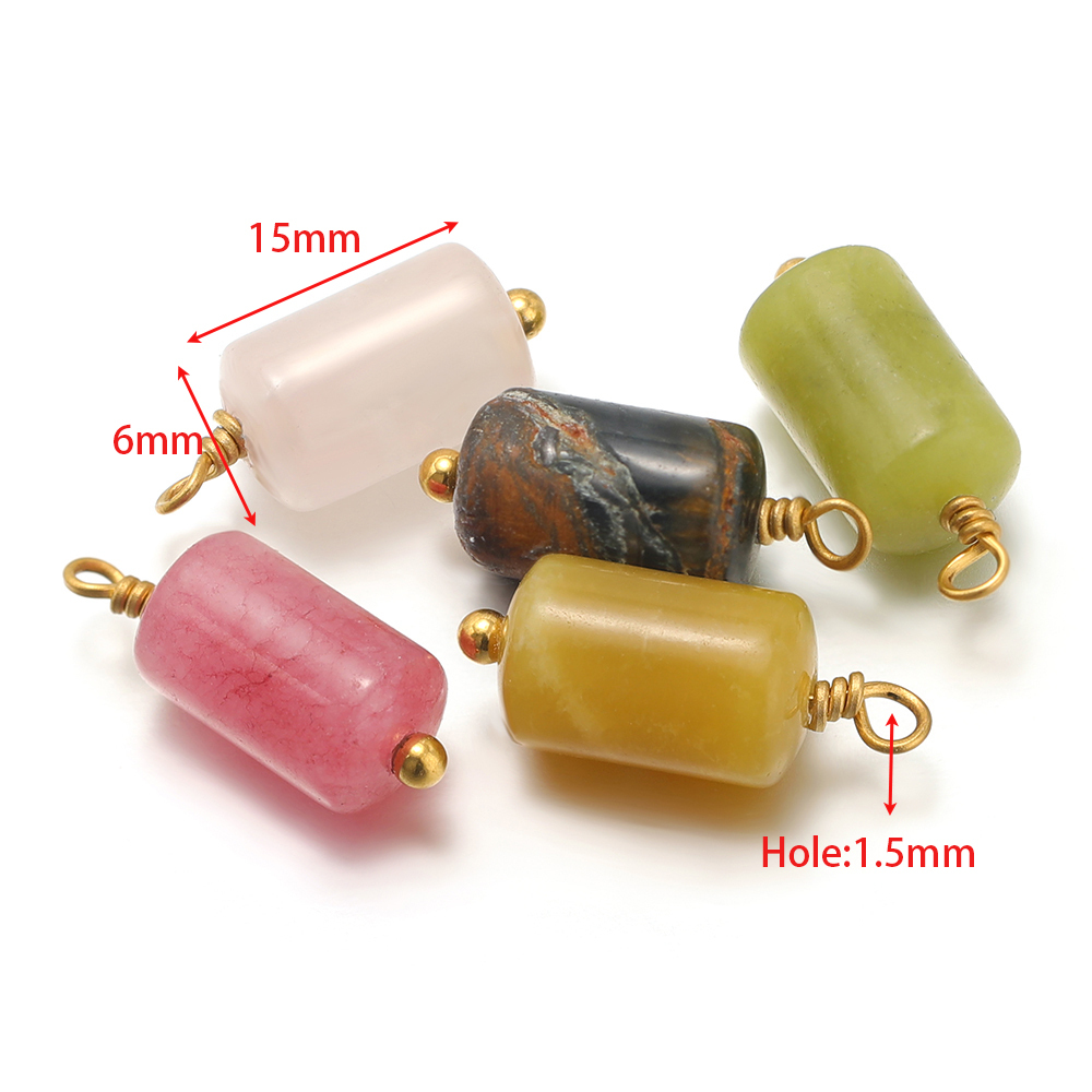 10 個ステンレス鋼天然石チャームシリンダーペンダントバルク - Jewelry Making With Stones のレビューと価格