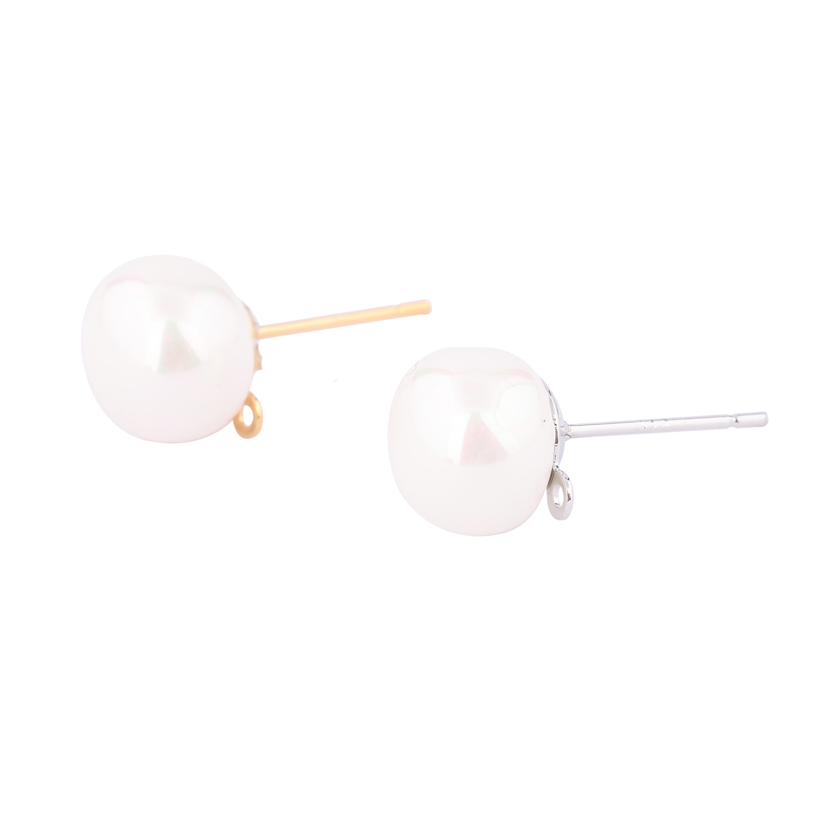 10 個銅ホワイト K ゴールドメッキパールイヤリングポスト - Jewelry Making Loops のレビューと価格