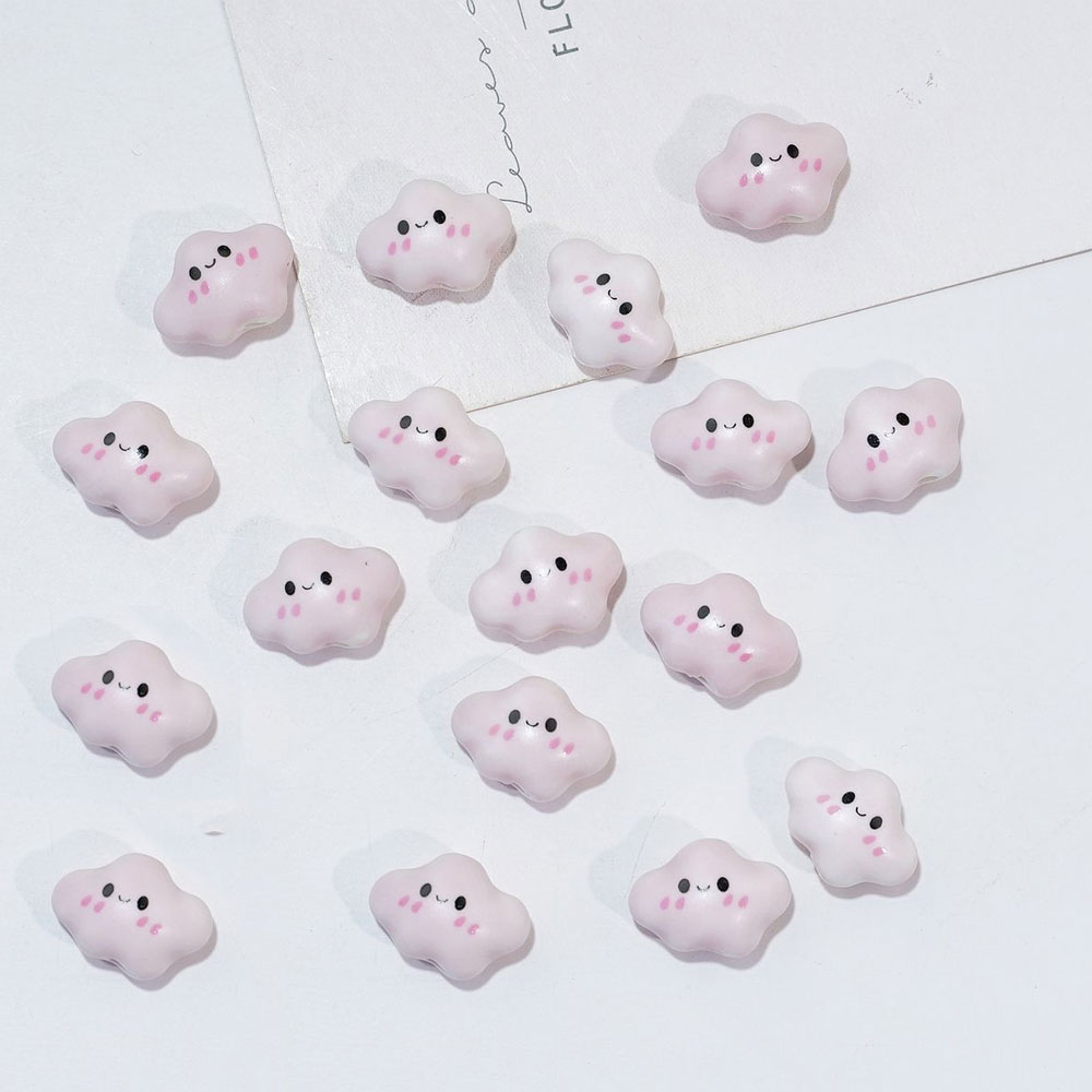 10 個のカラフルなぽっちゃり笑顔の雲白セラミックビーズ D - Jewelry Making For Birthday Party のレビューと価格